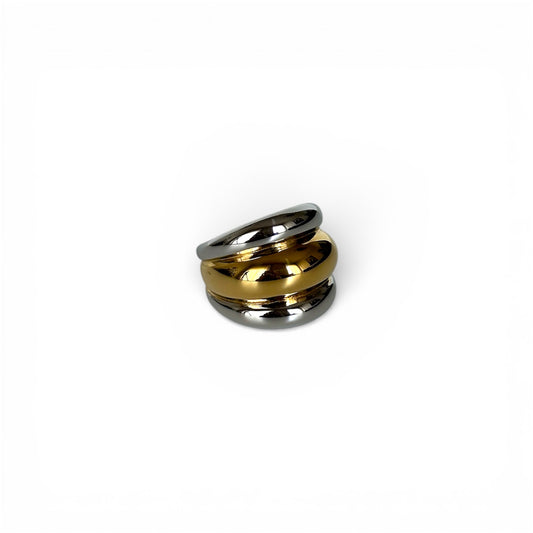 bague acier inoxydable plaqué or 18K Nyx bicolore hypoallergénique