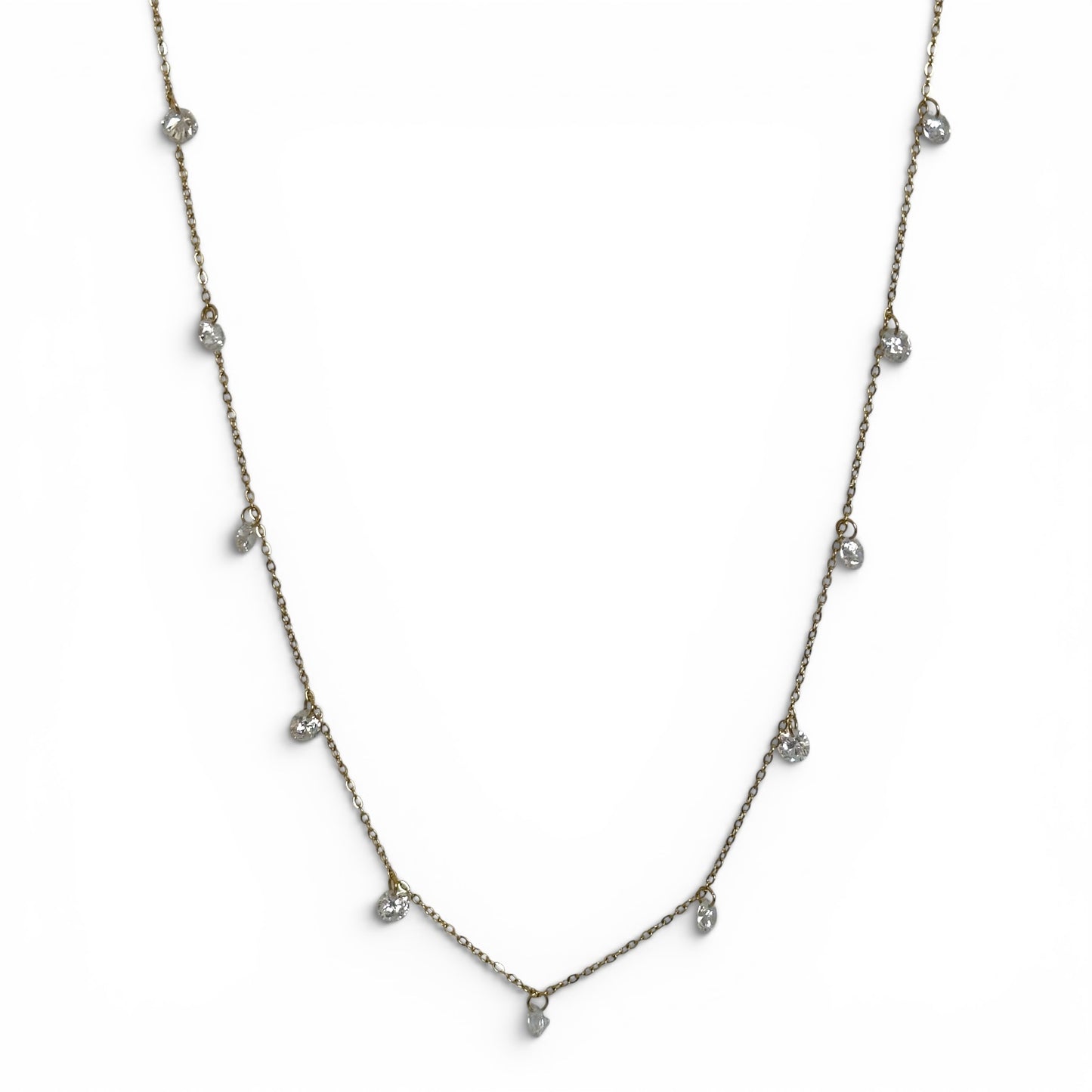 Chaîne de corps Fidji en acier inoxydable dorée ornée de pendentifs zircons suspendus.