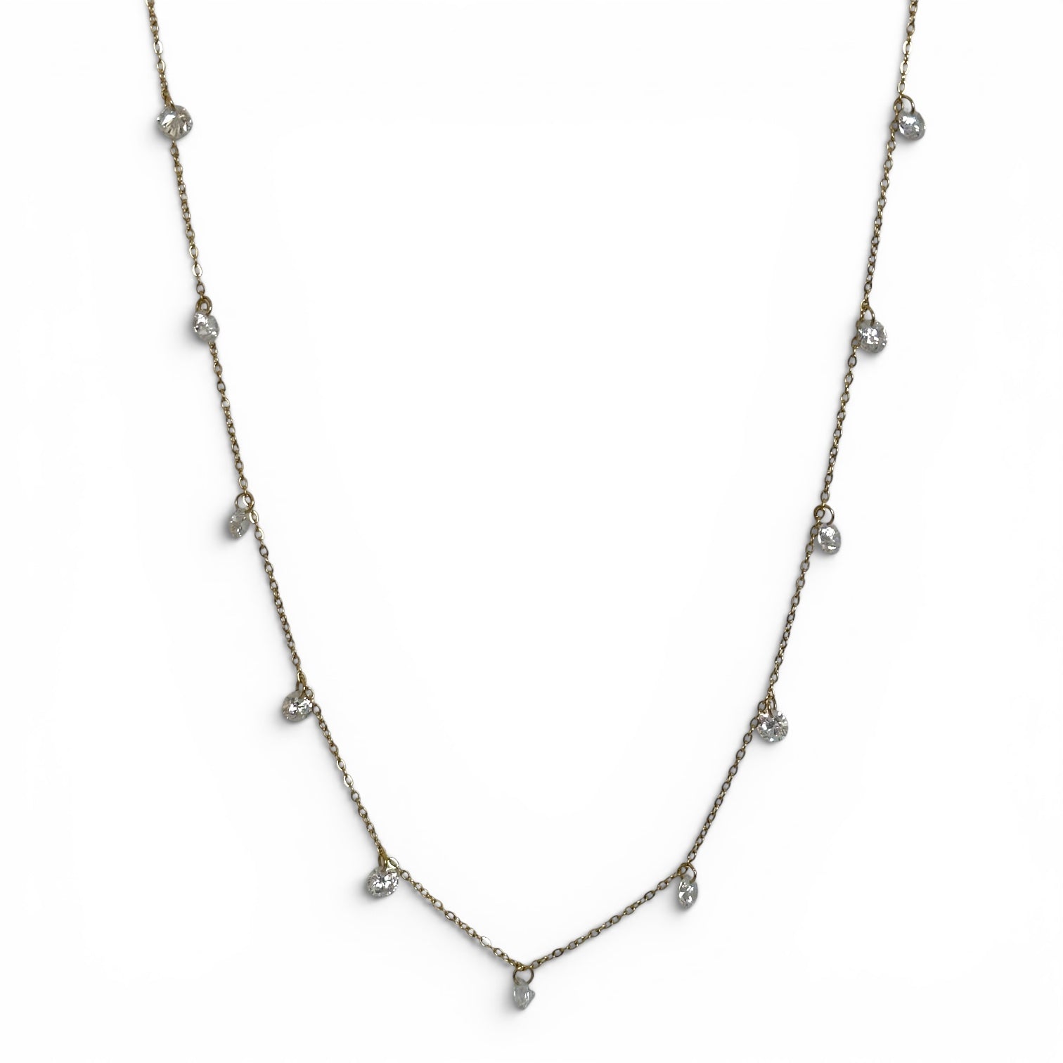 Chaîne de corps Fidji en acier inoxydable dorée ornée de pendentifs zircons suspendus.