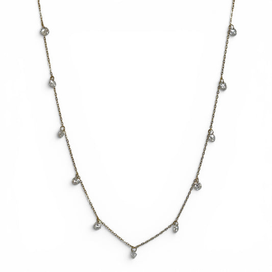 Chaîne de corps Fidji en acier inoxydable dorée ornée de pendentifs zircons suspendus.