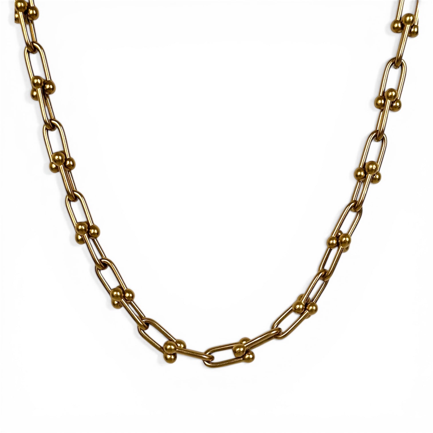 collier Jada acier inoxydable plaqué or 18k maille moderne