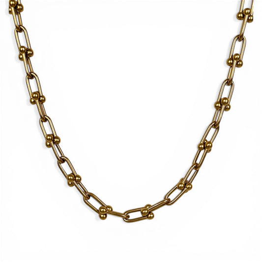 collier Jada acier inoxydable plaqué or 18k maille moderne